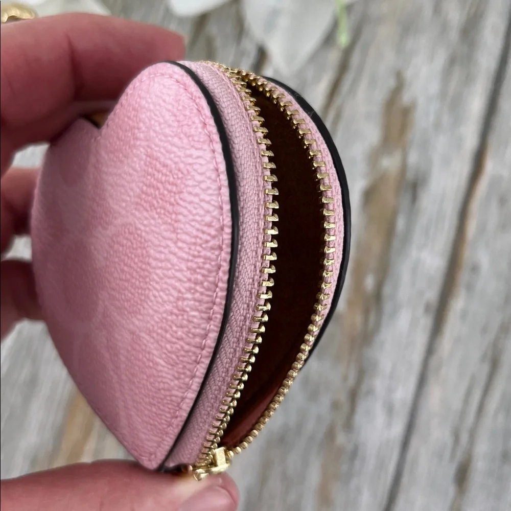 Coach Pink Heart Coin Purse Keychain